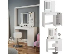 Vicco Schminktisch Julia Weiß 90 cm mit LED-Spiegel und Hocker* Hocker