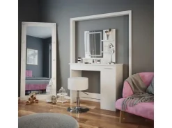 Vicco Schminktisch Julia Weiß 90 cm mit LED-Spiegel und Hocker* Hocker