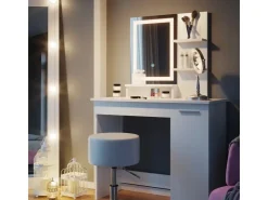 Vicco Schminktisch Julia Weiß 90 cm mit LED-Spiegel und Hocker* Hocker