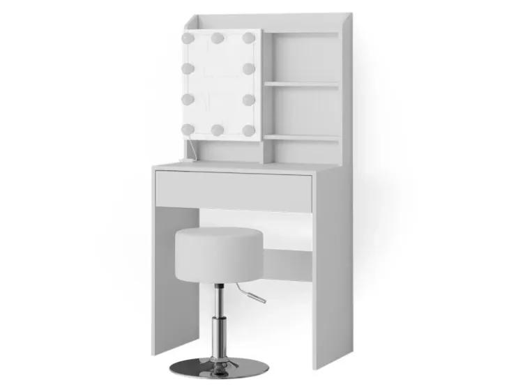 Vicco Schminktisch Laura Weiß 70 cm mit LED Beleuchtung und Hocker* Hocker