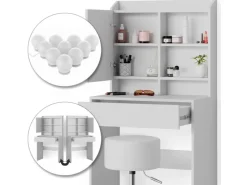 Vicco Schminktisch Laura Weiß 70 cm mit LED Beleuchtung und Hocker* Hocker
