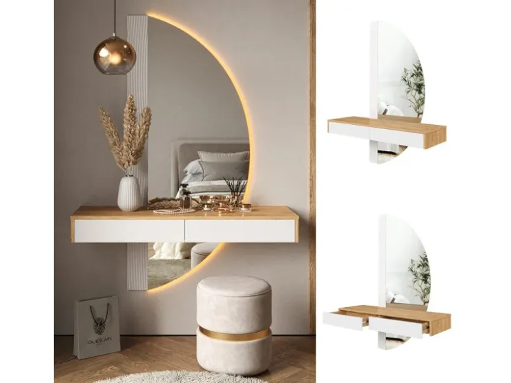Vicco Schminktisch Melisa /Eiche 120 cm mit LED Beleuchtung