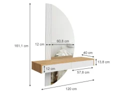 Vicco Schminktisch Melisa /Eiche 120 cm mit LED Beleuchtung