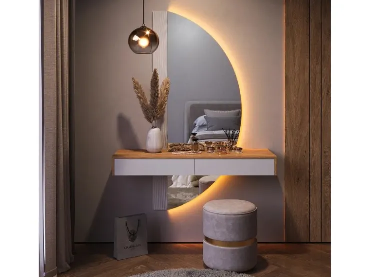Vicco Schminktisch Melisa /Eiche 120 cm mit LED Beleuchtung