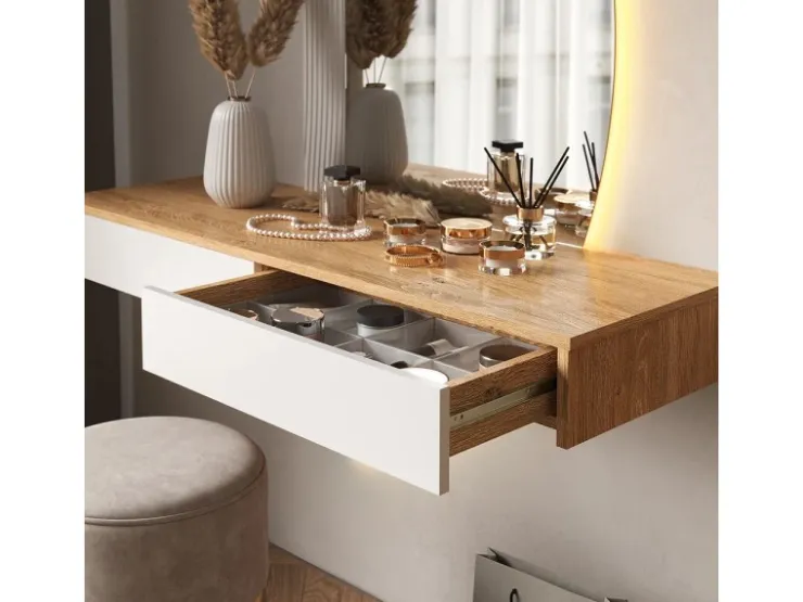 Vicco Schminktisch Melisa /Eiche 120 cm mit LED Beleuchtung