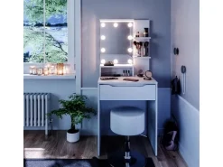 Vicco Schminktisch Ruben Weiß 60 cm mit LED Beleuchtung und Hocker* Hocker