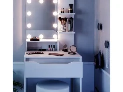 Vicco Schminktisch Ruben Weiß 60 cm mit LED Beleuchtung und Hocker* Hocker