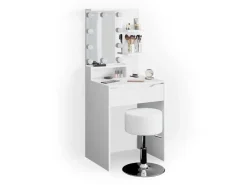 Vicco Schminktisch Ruben Weiß 60 cm mit LED Beleuchtung und Hocker* Hocker