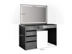Vicco Schminktisch Sherry 120 cm mit LED-Spiegel* Tische