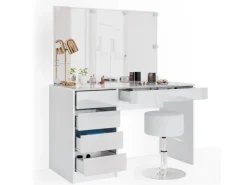 Vicco Schminktisch Sherry Weiß 55 cm mit LED Beleuchtung und Hocker* Hocker