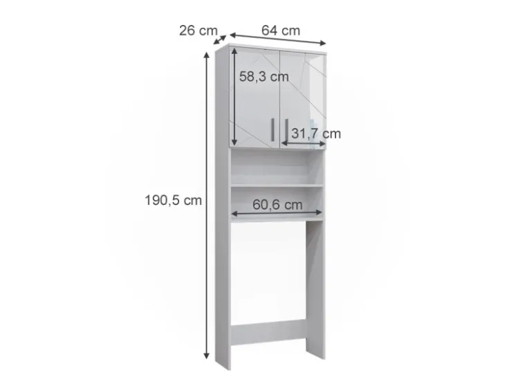 Vicco Waschmaschinenschrank Irma Hochglanz/ 64 x 191 cm Badezimmerschrank für die Waschmaschine