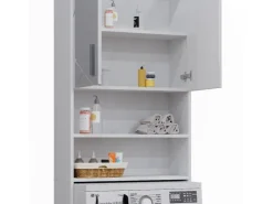 Vicco Waschmaschinenschrank Irma Hochglanz/ 64 x 191 cm Badezimmerschrank für die Waschmaschine