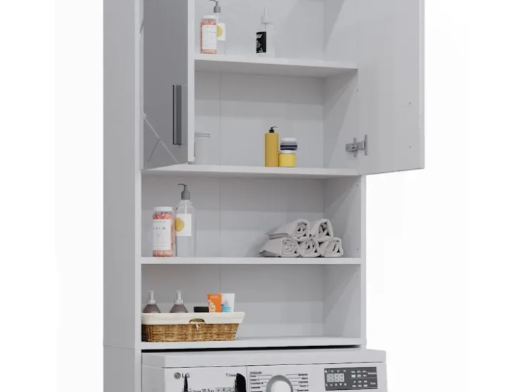 Vicco Waschmaschinenschrank Irma Hochglanz/ 64 x 191 cm Badezimmerschrank für die Waschmaschine