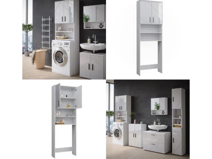 Vicco Waschmaschinenschrank Irma Hochglanz/ 64 x 191 cm Badezimmerschrank für die Waschmaschine