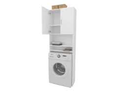 Vicco Waschmaschinenschrank Martha Weiß 64 x 190 cm mit 2 Kurzen Türen* Regal Weiß|Schränke