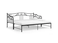 vidaXL Ausziehsofa Bettgestell Schwarz Metall 90x200 cm Modell 4650972* Betten