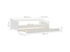 vidaXL Ausziehsofa Bettgestell Weiß Kiefernholz 90x200 cm617156* Betten