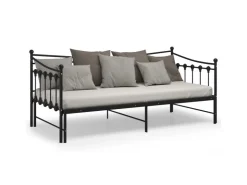 vidaXL Ausziehsofa Bettgestell Schwarz Metall 90x200 cm Modell 1650966