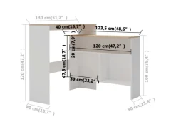 vidaXL Bartisch mit 2 Tischplatten Weiß und Eichefarben 130x40x120 cm* Vasen