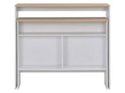 vidaXL Bartisch mit 2 Tischplatten Weiß und Eichefarben 130x40x120 cm* Vasen