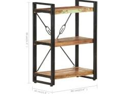 vidaXL Bücherregal 3 Fächer 60x30x80 cm Altholz Massiv* Bücherregale