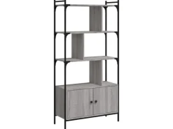vidaXL Bücherregal mit Türen Grau Sonoma 76,5x30x154,5cm Holzwerkstoff