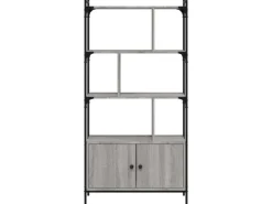 vidaXL Bücherregal mit Türen Grau Sonoma 76,5x30x154,5cm Holzwerkstoff