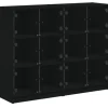 vidaXL Bücherregal mit Türen Schwarz 136x37x109 cm Holzwerkstoff