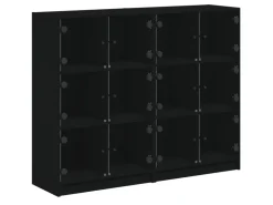 vidaXL Bücherregal mit Türen Schwarz 136x37x109 cm Holzwerkstoff