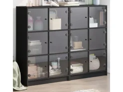 vidaXL Bücherregal mit Türen Schwarz 136x37x109 cm Holzwerkstoff