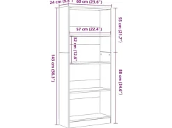 vidaXL Bücherregal Schwarz Eichen-Optik 60 x 24 x 143 cm Holzwerkstoff 862467* Regale Schwarz|Bücherregale