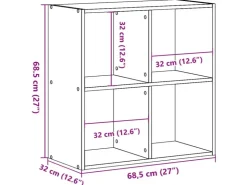 vidaXL Bücherregal Schwarz 68,5x32x68,5 cm Holzwerkstoff* Bücherregale