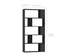 vidaXL Bücherregal/Raumteiler Schwarz 80x24x159 cm Holzwerkstoff* Bücherregale