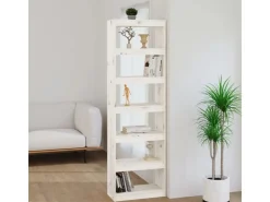 vidaXL Bücherregal/Raumteiler Weiß 60x30x199,5 cm Massivholz Kiefer* Regale Massivholz|Bücherregale