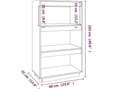 vidaXL Bücherregal/Raumteiler 60x35x103 cm Massivholz Kiefer* Bücherregale