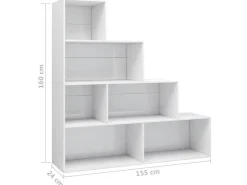 vidaXL Bücherregal/Raumteiler Hochglanz-Weiß 155x24x160 cm* Bücherregale
