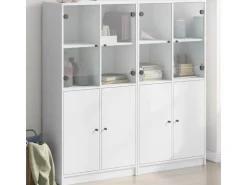 vidaXL Bücherschrank mit Türen 136x37x142 cm Holzwerkstoff Weiß