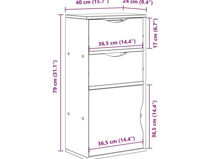 vidaXL Beistellschrank mit Schubladen ODDA Massivholz Kiefer 4103598* Sideboards|Kommode