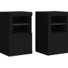 vidaXL Beistellschränke mit LED-Leuchten 2 Stk Schwarz Holzwerkstoff* Sideboards