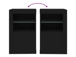 vidaXL Beistellschränke mit LED-Leuchten 2 Stk Schwarz Holzwerkstoff* Sideboards