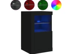 vidaXL Beistellschränke mit LED-Leuchten 2 Stk Schwarz Holzwerkstoff* Sideboards