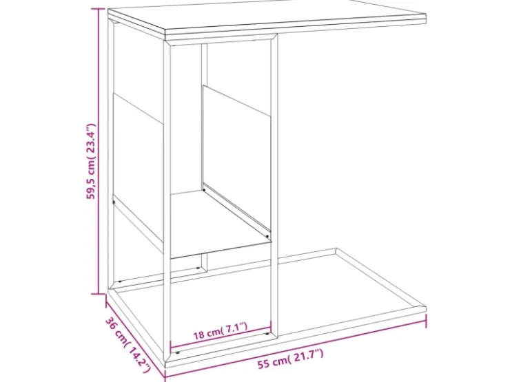 vidaXL Beistelltisch Weiß 55x36x59,5 cm Holzwerkstoff 343107* Tische