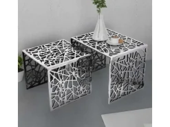 vidaXL Beistelltische 2 Stk. Quadratisch Silbern Aluminium