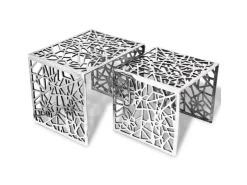 vidaXL Beistelltische 2 Stk. Quadratisch Silbern Aluminium