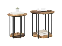 vidaXL Beistelltisch-Set mit Regal 2-Tlg Altes Holz und Schwarz 869718* Holzregale