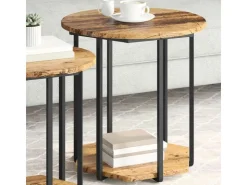 vidaXL Beistelltisch-Set mit Regal 2-Tlg Altes Holz und Schwarz 869718* Holzregale