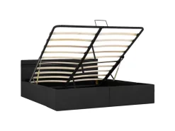 vidaXL Bett mit Bettkasten Hydraulisch LED Dunkelgrau Stoff 180x200 cm619367* Betten