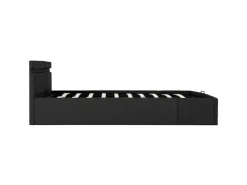 vidaXL Bett mit Bettkasten Hydraulisch LED Dunkelgrau Stoff 180x200 cm619367* Betten