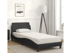 vidaXL Bett mit Matratze Schwarz 90x200 cm Kunstleder Modell 12007232