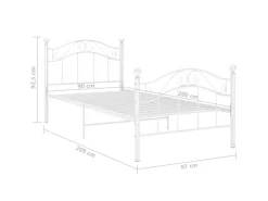vidaXL Bett Weiß Metall 90x200 cm Modell 1922493